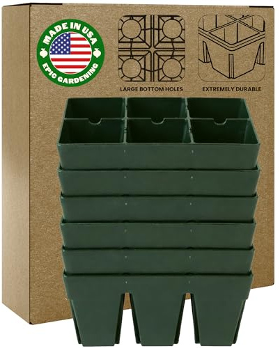 Epic Gardening Reusable Seed Starter Tray - 6-Cell - Easy Watering Seed Starting Trays - Gardener Friendly Plant Trays for Seedlings | UV-Treated BPA-Free Seedling Tray (Sage Green, 6 Pack)