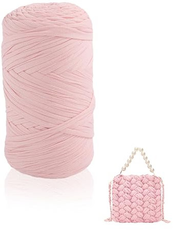 SenaiMy T-Shirt Garn, Textilgarn, Strickgarn, Garn zum Stricken, Einfarbige Rosa Garne, Stoff-Häkelgarn für Tasche, Korb, Decke, Heimdekoration (1cm*110m)