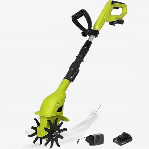 WANGYYDS Motocoltivatore Elettrico 20V | Larghezza di Lavoro 25 cm, profondità di Lavoro 10 cm | Zappa | Coltivatore | Fresatrice da Giardino | Zappa Elettrica - 250 Giri/Min,2batteries