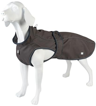 Max & Molly Regenmantel Hund wasserdicht, M, Stone, Sportliche Regenjacke für Hunde mit verstellbarem Bauchgurt, Reflektierend und Sicher, Regenjacke Hund mit Geschirröffnung
