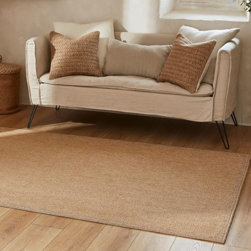 carpet city Teppich Jute-Optik In-& Outdoor - Beige, Gelb - 60x180 cm - Gemustert - Teppiche Wetterfest für Balkon, Terrasse - Innenbereich Flur, Küche, Wohnzimmer