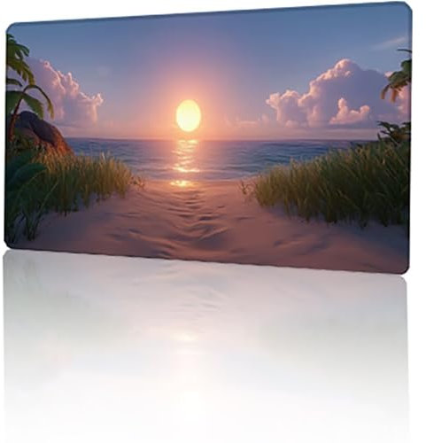 Bleu Tapis de Souris Gaming XXL 1600x800x3mm, Coucher de Soleil Grand Tapis de Souris Gamer, Tapis de Bureau, Mouse Pad à Bords Cousus, Base Antidérapante et Lmperméable sous-Mains Bureau T-3008