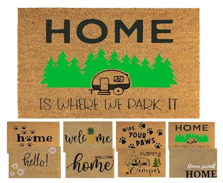 MYPURECORE Coir Door Mat (60x40cm) - Non-Slip & Absorbent, Indoor/Outdoor, Eco-Friendly - Ideal as Front Door, Entrance, Floor, Welcome Mat - Large Size, Dirt Trapper, Washable (HOME CAMPER)