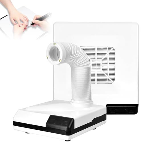 Mavdecll Nail Dust Collector, 60W Nail Polishing Vacuum Cleaner, 3 LED Lights & Removable Filter, 2 Vacuuming Methods, 360° Suction Duct, for Nail Salons, Lab, Home