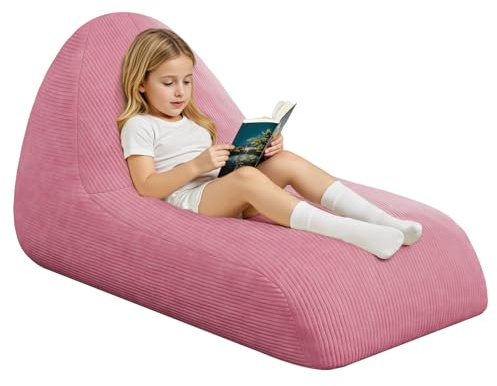 MeMoreCool Bean Bag Chair for Adult Kids, Large Beanbag Chair with Filling Included, Comfy Toddler Lounge Bean Bag Sofa, Children Lazy Floor Couch for Playroom Living Room, Pink
