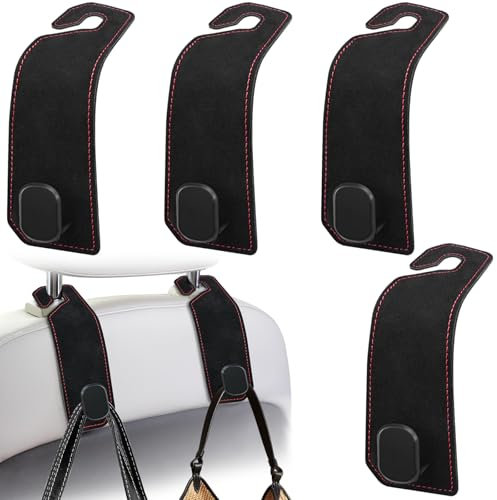 FLEXNOVA Taschenhalter Auto, 4 Stück Auto Haken Kopfstütze Kleiderhaken Auto Autositz Haken Kopfstützenhaken Kopfstützenhalterung Auto Haken Auto Zubehör Innenraum Haken für Geldbörsen Einkaufstaschen