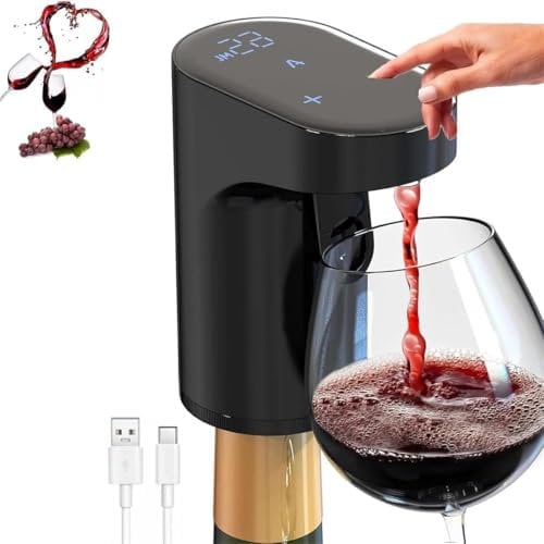 Electric Wine Decanter, Pourer,Whiskey Adjustable Quantity, Aerator Dispenser, Liquor Wine Pump, Birthday Gift for Men Women Mom Dad Brother Husband Funny Unique Gifts,Drink Dispenser Liquor (Black)