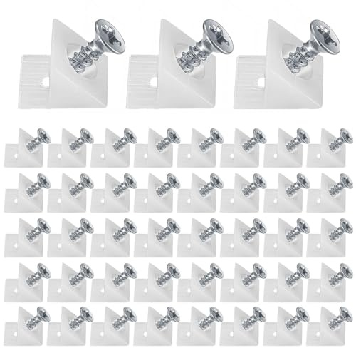 150 Pièces Cales en Plastique pour Meuble Tiroir, Renfort Tiroir Connecteur Arrière Stabilisateurs, Fond de Tiroir Connecteur avec Vis, pour Réparer Affaissement Étagère Meuble, Blanc (150)