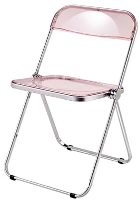 ZMTGLTG Klappstuhl Aus Acryl, Schminkstuhl Mit Galvanisierten Metallbeinen, Esszimmerstuhl Mit Rückenlehne. Langlebig Und Stabil.(Pink)