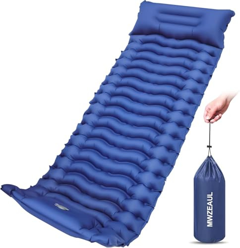 MWZEAUL Esterilla Camping, Colchón Hinchable Camping con Almohada, Design 3D Ergonomico, Ultraligero Esterilla Hinchable Autoinflable, Colchonetas para Dormir para Camping, Tienda, Playa, Montaña