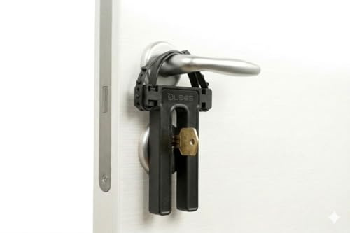 DUBES Blocco Serratura Porta Interna Antintrusione [Made in Italy] - Sicurezza Casa e Viaggio senza Fori - Serratura Aggiuntiva per CHIAVE in Nylon Ultra Resistente - Universale