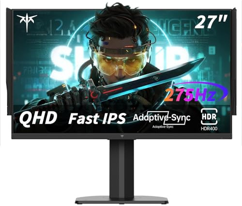 KTC 27Inch Gaming Monitor, QHD 1440P, 240Hz, Black, H27E8 | Overclocked to 275 Hz, Fast IPS Panel, 1ms (MPRT), Hardware Low Blue Light, 123% sRGB