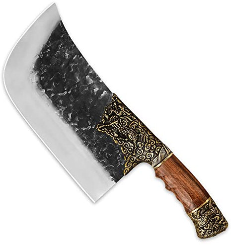 Dessi Chef Knife Kitchen Knife Handmade German Carbon Steel Blade with Leather Sheath. 2007
