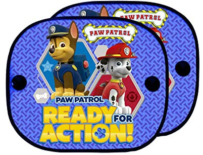 Paw Patrol 2 Cortinillas Laterales Niño de la Patrulla Canina con los Personajes de Chase y Marshall. Protección de los Rayos del Sol y del Calor.
