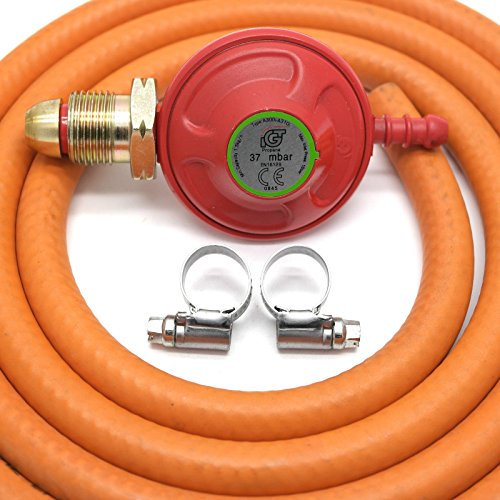 IGT 37Mbar Propane Gas Regulator & 1 Metre Hose With 2 Clips 5 Year Warranty