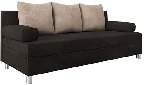 Mirjan24 Schlafsofa Dover, Sofa mit Bettkasten und Schlaffunktion, Bettsofa, Farbauswahl, Schlafcouch mit Chromfüße, Couch, Couchgarnitur (Schlafsofa ohne Polsterhocker, Alova 68 + Alova 07)