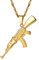 PROSTEEL Herren Halskette AK47 Armee Gewehr Anhänger 18k vergoldet Herren Jungen Rock Stil Modeschmuck mit 60cm Singapurkette, Gold