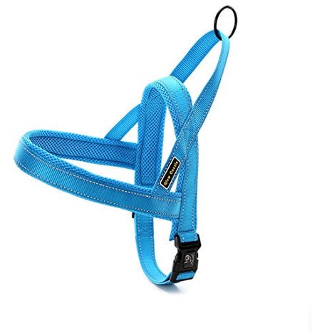 Hundegeschirr Mesh Welpengeschirr Nylon Norwegergeschirr Soft Vest Harness Brustgeschirre Reflektierende Sicherheitsgeschirr Brustgurt für Kleine, Mittlere und Große Hunde (M, blau)