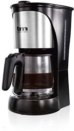 TM Electron TMPCF005 cafetera eléctrica de goteo, 1000W de potencia, jarra de 1,5L para 12 tazas y filtro extraíble