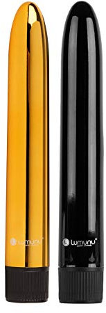 Deluxe 2er Set Klassik-Vibratoren, edle klassische Vibratoren mit stufenloser Multi-Speed Geschwindigkeit in gold und schwarz, von Venize