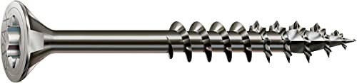 SPAX Edelstahlschraube, 8 x 180 mm, 50 Stück, Teilgewinde, Senkkopf, T-STAR plus T40, 4CUT, Edelstahl rostfrei A2-0197000801805