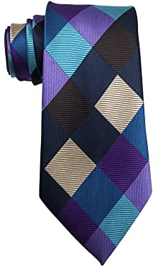 Wehug Cravate classique solide tissée jacquard col rouge pour homme