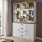 Lomadox Buffetschrank im Landhausstil, Pinie weiß und Eiche hell, B/H/T: 130/198/43cm