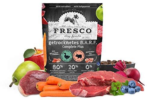 Fresco TrockenBarf Complete Plus Ente mit Rind | 1 kg | Trockenbarf für Hunde | Hochwertige Proteine und natürliche Vitamine | Ohne künstliche Zusätze | Luftgetrocknet für Frische