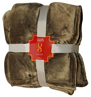 miasuite i sogni italiani Winterdecke aus antiallergenem Fleece, 130 x 160 cm, Samt-Effekt, Elegantes Design, weich, maschinenwaschbar, Oliv