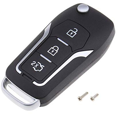 Create idea 3-button Car Remote Folding Key Fob Case Replacement Shell HU101 Key Blank Compatible with Fiesta Mondeo Focus with Screws