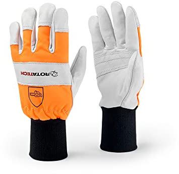 Rotatech Chainsaw Leather Safety Gloves Forestry Protection – Classic – Class 0 (Size 8 / Small)