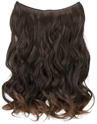 CAISHA 50cm 1 Tresse Extension mit Gummiband Extensions Haarverlängerung Haarteil Leicht Gewellt Braun Mix E106-1