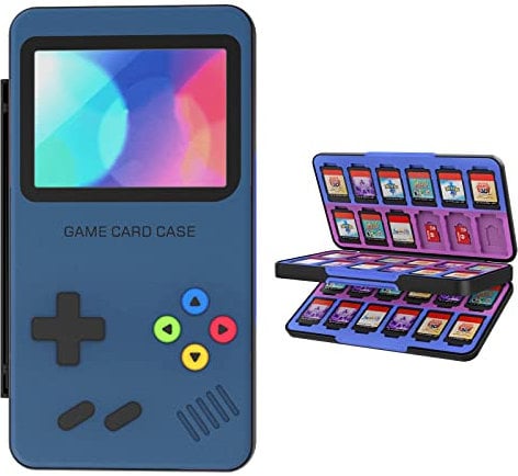 THELIFELICIOUS Switch Game Card Aufbewahrungsbox für Nintendo Switch 2/OLED/Lite, Gradient Color Lining Spiele Kartenhalter mit 48 Game Cards Slots & 24 Micro SD Cards Slots
