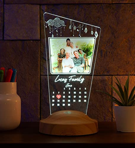 Geschenkelampe Fotogeschenk Personalisierbar mit eigenem Foto und Text in 3D Bilder Led Motiv Lampe gravieren hochzeit Herz (Fotokalender)