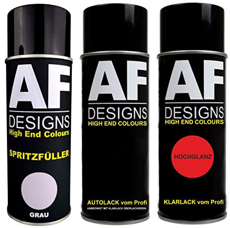 Alex Flittner Designs Spritzfüller Set für Opel Z163 Lichtsilber Metallic Klarlack Autolack Spritzfüller Grundierung Spraydose Set