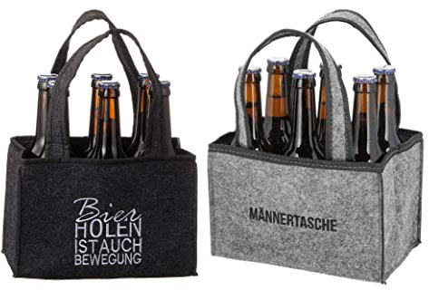 Novaliv Lot de 2 porte-bouteilles, 6 bouteilles porte-bière - Pour homme - En feutre - 22,5 x 15 x 14 cm (L x l x H)