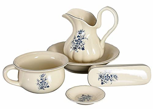 Juego para Lavarse 5-TLG Lavabo Palangana con Jarra Set Porcelana Lavavajilla Antiguo lup046 Palazzo Exclusivo
