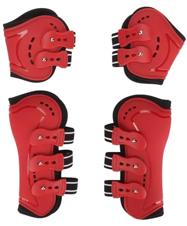 Pssopp Fetlock -Pferdestiefel, leichte, atmungsaktive Kleidung Horse Hinterbein Stiefel für Sprungpfad reiten rot (M 0,7 Inch)