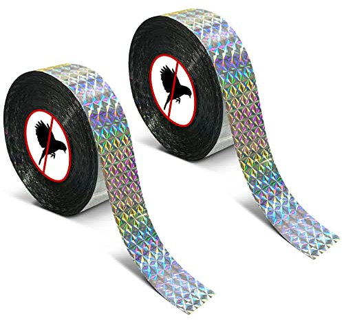 MP Mypole Bird Scare Tape – 2 x 500 Fuß reflektierendes Blitzband für Vögel, Spechte, Outdoor, Haus, Garten, Terrasse, Obstgarten