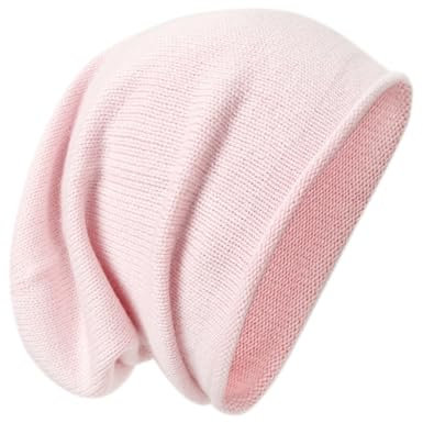tonten Kaschmirwolle Slouchy Beanie für Damen und Herren, gestrickte Winter-Skimütze (Rosa)