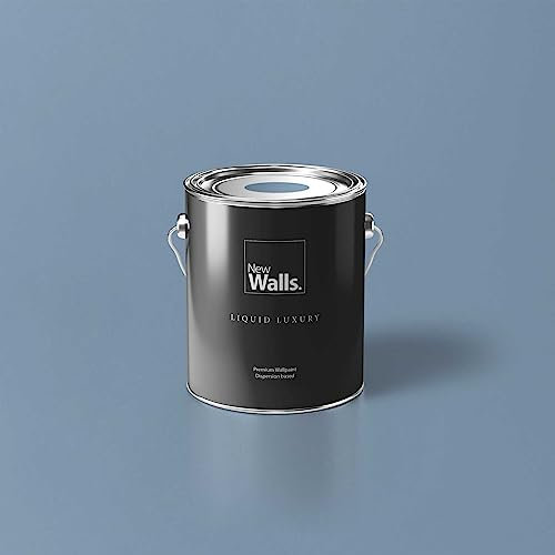 New Walls Premium Wandfarbe Blau, Babyblau Liquid Luxury Dispersionsfarbe für Innenräume – 2,5 L