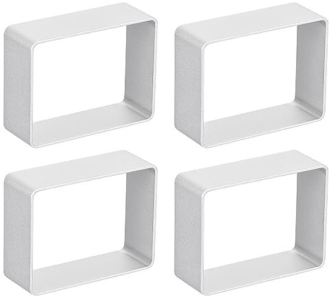 sourcing map Juego de 4 cortadores de galletas de metal, molde rectangular de aleación de aluminio para hacer pasteles, fondant, galletas, sándwich, plateado