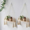 Macrame Hanging Shelves Boho Wall Decor Set of 2 Rustic Wood Floating Storage Shelf Tassel Display Floating Shelves Wooden Storage Kitchen Wall Decor for Bedroom Living Room Kitchen Nursery