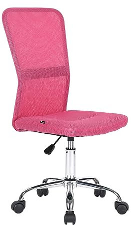 Mingone Sedia Scrivania in Rete Traspirante Sedia da Ufficio senza Braccioli Sedia Girevole Ergonomica Regolabile in Altezza con Ruote Con Supporto Lombare Portata 150 kg, Rosa