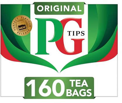 PG Tips Original, Black Tea Bags Bulk, Refreshing, Flavourful & Full-Bodied, Perfect Flavour Release, 160 Plant Based Biodegradable Teabags