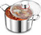 TEAMFAR Olla de 20 cm para inducción de acero inoxidable de 3 capas, 3,3 L, con tapa de cristal para todo tipo de cocinas