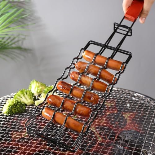 ARMYJY Hot Dogs Grillkorb, Edelstahl Wurstgestell BBQ Grillkorb Grill Mesh Clip Halter für Outdoor Grillwerkzeuge