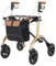 Saljol Carbon Rollator, 5,6 kg Leichtgewichtrollator mit Sitz, Tasche, faltbare Outdoor-Gehhilfe, Sitzhöhe 62 cm, Gold