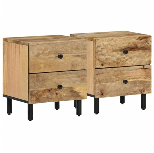 vidaXL Nachttische 2 STK. 40x33x46 cm Massivholz Mango