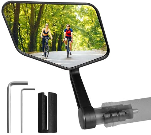 Homieway Fahrradspiegel, Echtglas HD Fahrrad Rückspiegel,Konvexer Fahrradspiegel für E-Bike,360° Drehbar Bar End Fahrradlenkerspiegel,Universal Fahrrad Spiegel für Lenker Links (15-23mm)